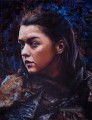 Porträt von Arya Stark im blauen Spiel der Throne